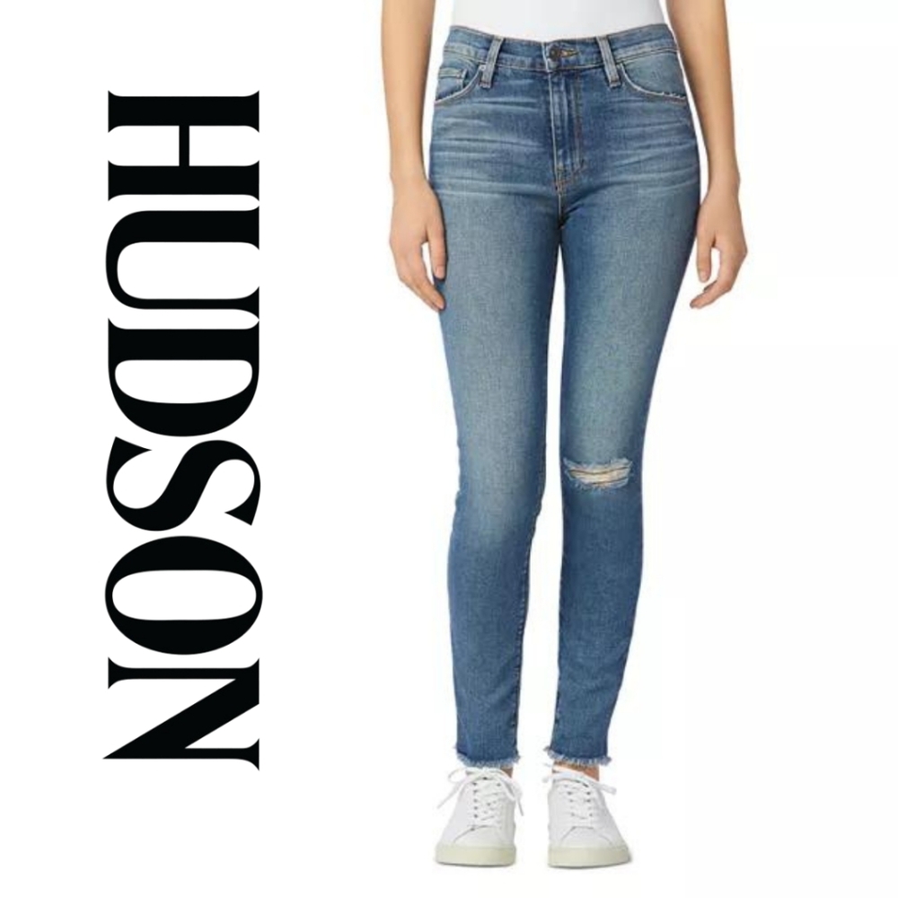 HUDSON - Jeans Barbara High-Waist Skinny Ankle in Destructed Padua 29×28 - Picture 2 of 3